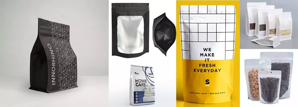What-Are-The-Different-Types-Of-Gusset-Bags are Side Gusset Bags, Bottom Gusset Bags,Quad Seal Gusset Bags,Stand-Up Gusset Bags.Clear Gusset Bags,and Reclosable Gusset Bags, 